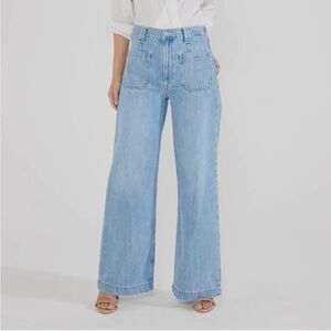 Etica Jean Devon Wide Leg High Rise Mountain Air Light Wash Sz 24